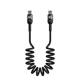 Mcdodo Type-C ケーブル PD対応 36W急速充電&高速データ転送 カールコード ナイロン編み LEDライト付き 1.8 m ケーブル (1.8 m, Type-C to Type-C)