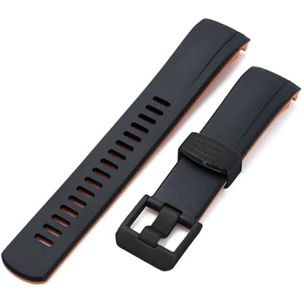 Amazon.co.jp: 22mm 時計ベルト NBRラバー ブラック IPゴールド