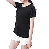 (ティアナ23) Tianna23 マタニティ シンプル 授乳 Tシャツ 半袖 ブラック Mサイズ