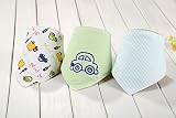 [u-nest] 100％コットン 赤ちゃんのトライアングル よだれかけ ボダン式 可愛い ビブス スタイ 男の子向け 出産祝い(3枚組セット) (クルマ)