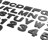 ABC エンブレム メッキ アルファベット 文字 数字 車 メタル 飾り ステッカー シール AE05 (D, マットブラック)