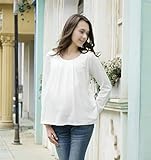 BoFUN 授乳服 トップス マタニティトップス 産後ウェア 秋冬 長袖 妊婦服 授乳Tシャツ 授乳口 付き 出産準備 産前産後 妊娠中 レディース (ホワイト 白, M)