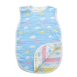 Petit Bella 6重ガーゼスリーパー パジャマ 寝袋 ベビー 赤ちゃん 子供 100％綿 オーガニックコットン ボタン開閉式 プレゼント 出産祝い (M, クモ柄 ブルー)