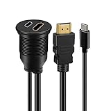 xiwai 2ポート 防水 防塵 USB-C Type-C USB 2.0 & HDMI 4K ラッチマウント フラッシュケーブル 延長 ダッシュパネル用 3.3フィート