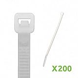 NavePoint 12 Inch Nylon Cable Wire Zip Tie 40 lbs - Natural White 200 Pack Lot Pcs Qty [並行輸入品]