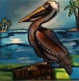 Pelican装飾セラミック壁アートタイル4 x 4