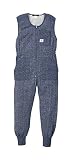 [丸鬼]ROUND ONI[ツナギ服]裏起毛 冬物 ニットインナーウェア 袖なしツヅキ服（023-F-100) (LL, 40-ネイビー)