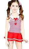 (チェリーレッド) CherryRed ガールズ ベビー 女の子 水着 ビキニ 子供用 ビキニ水着 可愛い ボーダー XL レッド