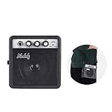 ミニギターアンプ Tickas 3.5mmおよび6.35mm入力付き1/4インチ出力をサポートする 5Wミニギターアンプアンプスピーカーは音量トーン調整オーバードライブをサポート