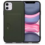 LOOF SKIN SLIM-SLOT レザー カード収納 スマホケース for iPhone 11 用 ケース カバー 背面 ストラップホール カードポケット シンプル 耐衝撃 薄型 軽量 leather [エバーグリーン]