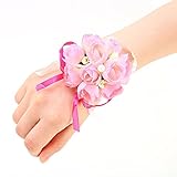 Yosoo手首ウェディングブライダルブライズメイド絶妙な花柄フラワー手首コサージュのプロム、パーティー、結婚式、2 - Pack Yosoo0602flower