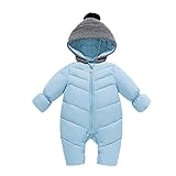 ベビー用ダウンロンパース 新生児 幼児コットンコートブルー6-12ヶ月