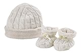 Natures Knits Organic Cotton Cable Hat & Booties Fur Lined Gift Set. Mink by Natures Purest
