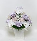 【仏花倶楽部®】のプリザーブドフラワー仏花: B01FGFVV6K 【花器付き】 お悔み用