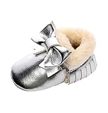 ユニセックスベビー幼児は冬アンチちょう結びのスノーブーツPrewalkerシューズをスリップ秋 (6-12ヶ月, シルバー)