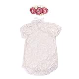 Kesoto 赤ちゃん　ロンパース　幼児　レース服　ヘッドバンド付き　0-3ヶ月　柔らかくて　快適