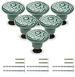 セラミック引き出しノブ 家具取っ手 箪笥 建築金具ツマミ 陶器 つまみ ノブ 戸棚食器棚 装飾 DIY 建築金具 戸棚引き 6個セット (6, 緑)