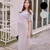 マタニティウェア着心地ばっちり マタニティ半袖マキシワンピース SOD5140 FREE(フリー) BLACK(ブラック)