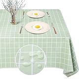 UmiHomeテーブルクロス ビニール おしゃれ テーブルカバー 撥水 PVC製 正方形 tablecloth 汚れ防止 防水 防油 北欧 テーブルマット 耐久 耐熱 ずれにくい 厚手グリーンチエック柄 140×140cm