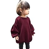 K+Mee 子供服 ベビー服 女の子 ガールズ ニットセーター ランタン袖 丸首 春秋冬 9分の袖 カジュアル服 普段着 通園 通学 遊び お出かけ プレゼント 人気 かわいい おしゃれ ワインレッド