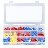 Glvaner 圧着端子 スプライス 端子スリーブ 銅製 絶縁圧着端子セット 配線 接続 コネクター 圧着端子セット 圧着スリーブ U形端子 丸形端子 300個セット コネクター 収納ケース付き