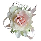 [Enerhu]手首コサージュ 花嫁ブレスレット ウェディング 造花 腕飾り ピンク ホワイト