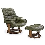 大川家具 関家具 リクライナー (幅83cm/素材:合皮) バイキャストダークグリーン オットマン付き 270777