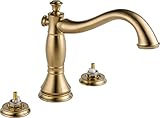 Delta T2797-CZLHP Cassidy 3-Hole Roman Bathtub Faucet Trim without Handles, Champagne Bronze [並行輸入品]