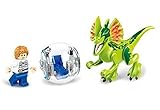 Jurassic WorldレンガブロックグレーミニフィギュアW /球ボール+ディロフォサウルス恐竜