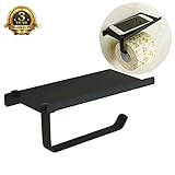 トイレットペーパーホルダーステンレススチールバスルームモバイルフォン紙ロールティッシュホルダーストレージシェルフラックサテンマットブラックby Marmolux ACC