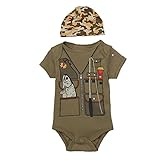 エルフ ベビー(Fairy Baby)ベビー服 半袖 夏用ロンパース 帽子付き 可愛い 90 オリーブグリーン