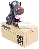 Funnyブラック犬Stealing Eating Piggy Coin Saving Bank Home Decor Gift US Seller