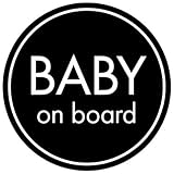 SignStore 円形Baby on Boardステッカー 直径12.5cm おしゃれ オリジナル シール ステッカー 車 日本製 防水仕様 car_natural_03_Baby (黒)