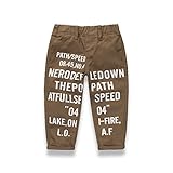 PANCY 子供服 春秋 長ズボン キッズ ロングパンツ 男の子 女の子 おしゃれ 英字柄 韓国風(ベージュ,110cm)