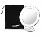 Charmax ７倍拡大鏡 ライト付き メイクミラー 化粧鏡 360度 吸盤ロック付き 旅行 出張 LEDミラー 円型