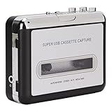 テープレコーダー、カセット テープ プレーヤー テープ プレーヤー Abs シルバーとブラック テープから Mp3 へのコンバーター ステレオ 3.5mm ポータブル USB カセット プレーヤー イヤホン付き ノートパソコン PC用