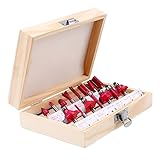 Fenteer カッター　フライスカッタールータ 　切削　シャンク　ビットセット　木箱付き　8mm　全9サイズ - 15本 フライスカッタールータ