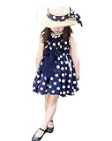 YAYUYAO 水玉模様 子供服 ポルカドット   シフォン ガールシ スカート フォンサンレス ワンピース ドレス キッズ 夏 プレゼント 2-7歳 プリンセス (ブルー, 5-6歳)