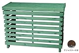 シンプルタイプ 室外機カバー 国産杉 横板 ●アジャスター付き 内寸：幅896ｍｍ×奥行397ｍｍ×高さ710ｍｍ GG（グレイッシュグリーン）色
