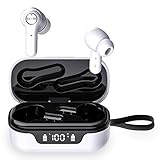 Bluetooth イヤホン【Bluetooth 5.1 HIFI 完全ワイヤレスイヤホン】 ブルートゥース ヘッドセット 自動ペアリング 片耳/両耳通用 マイク内蔵 充電ケース付き 電池残量表示 iPhone&Android適用(ホワイト)