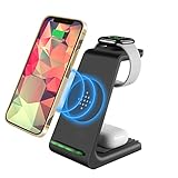 NAMOTUOFO 充電器 ワイヤレス充電器 3in1充電器 携帯充電器 充電ステーション 置くだけ充電 同時に3つのデバイス充電 出張、旅行用 Apple Watch 7/6/SE/5/4/3、Airpods 2/3/Pro、iPhone 13/13 Mini/13 Pro/13 Pro Max/iPhone 12/11/X/8 などQi機種に対応（ブラック）