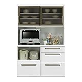 日本製 モダン 幅120cm オープンダイニングボード 食器棚 レンジ台 ホワイト 完成品