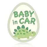 SAFETY MANIA 子供 車用 BABY IN CAR カーステッカー 子供が乗っています 赤ちゃん ベビー あおり運転防止 ドラレコ 恐竜 (グリーン（ステゴサウルス）, ベビー)
