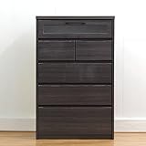 日本製 シック 幅80cm 5段ハイチェスト 完成品 (ブラック)