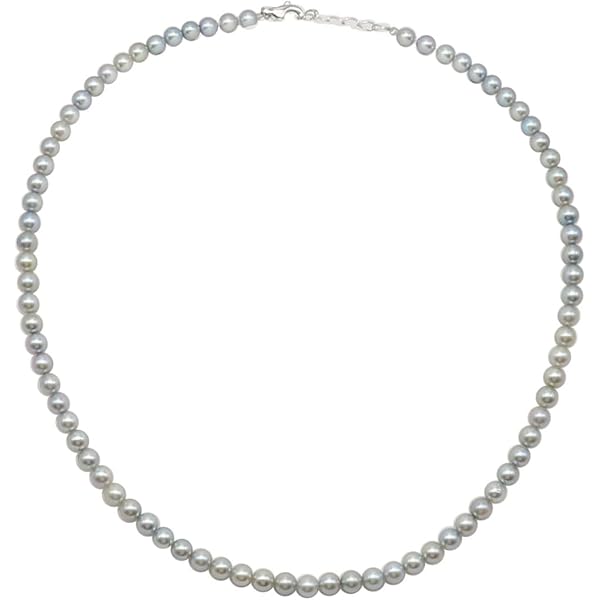 Amazon | 真珠 パール ネックレス あこや真珠7.5mm-8mm ブルーグレー
