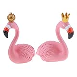 B Blesiya 2点セット　フラミンゴ置物　キング＆クイーン　インテリア ガーデン 芝生 装飾品 樹脂　ピンク　贈り物　 - L