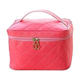 メイクポーチ 化粧ポーチ　コスメバッグ　バニティケース　トラベルポーチ 鏡付き ドレッサー 化粧品 収納 雑貨 小物入れ 女性 　超軽量　機能的　大容量　７色 (ピンク)