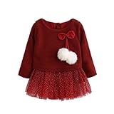 leewaベビー女の子子供用長袖ニットプリンセスドレス カラー: レッド