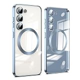 JOOBOY Galaxy S23 Plus ケース MagSafe対応 クリア 耐衝撃 ワイヤレス充電対応 メッキ加工 キラキラ レンズ保護 防塵 薄型 ソフトケース ストラップホール付き スマホケース ギャラクシーs23プラス 磁気 カバー (ブルー, Galaxy S23 Plus)