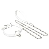 Emoi 首輪 人間 sm リード付き 女子 チョーカー 鈴 ファッション 可愛い 猫耳 吊り輪 地雷系 コスプレ アクセサリー お洒落な女王様 レディース choker smグッズ smプレイ コスチューム 仮装小物・小道具 調節可能 初心者向け ホワイト